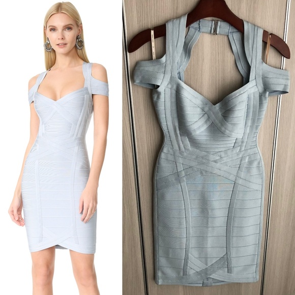 Herve Leger Dresses & Skirts - Herve Leger KATLIN Powder Blue Bandage Dress NWOT